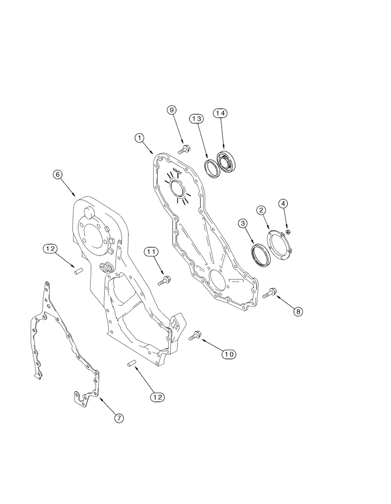 Схема запчастей Case IH MX285 - (02-14) - FRONT GEAR COVER, MX255 AND MX285 (02) - ENGINE