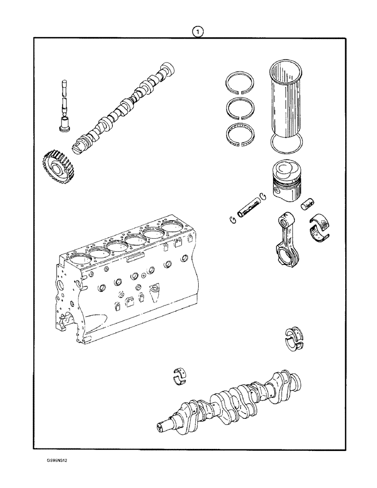 Схема запчастей Case IH DTI-466C - (9E-036) - SHORT BLOCK ENGINE, BASIC ENGINE 