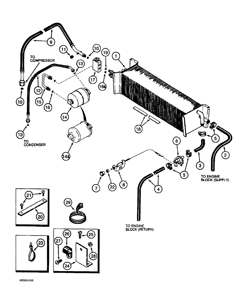 Схема запчастей Case IH 1666 - (9G-43A) - HEATER AND AIR CONDITIONING, CAB CONNECTIONS, P.I.N. JJC0035300 AND AFTER (10) - CAB & AIR CONDITIONING