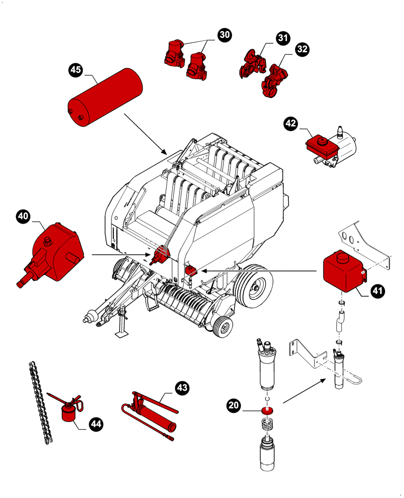 Схема запчастей Case IH RB464 - (00.00RB201) - MAINTENANCE PARTS, FILTERS & CAPACITIES (00) - GENERAL