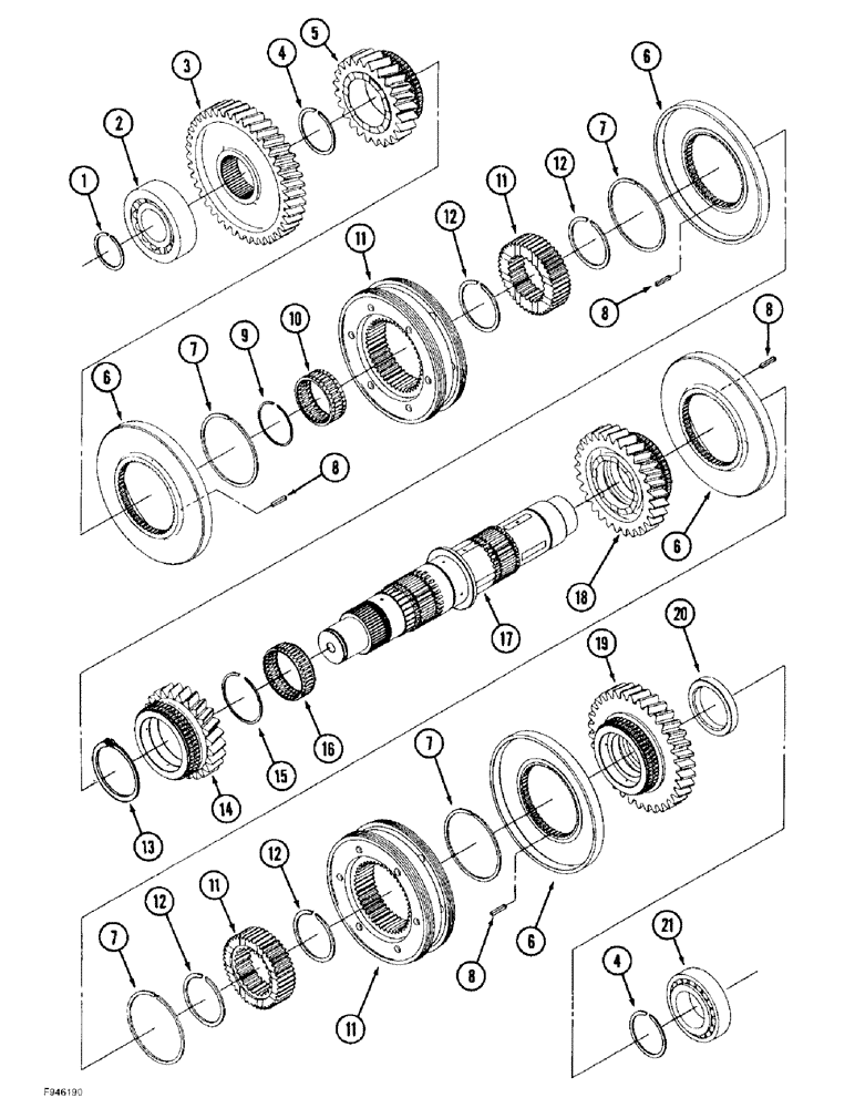 Схема запчастей Case IH 9370 - (6-052) - 12 SPEED SYNCHROSHIFT TRANSMISSION ASSEMBLY, THIRD SHAFT ASSEMBLY (06) - POWER TRAIN