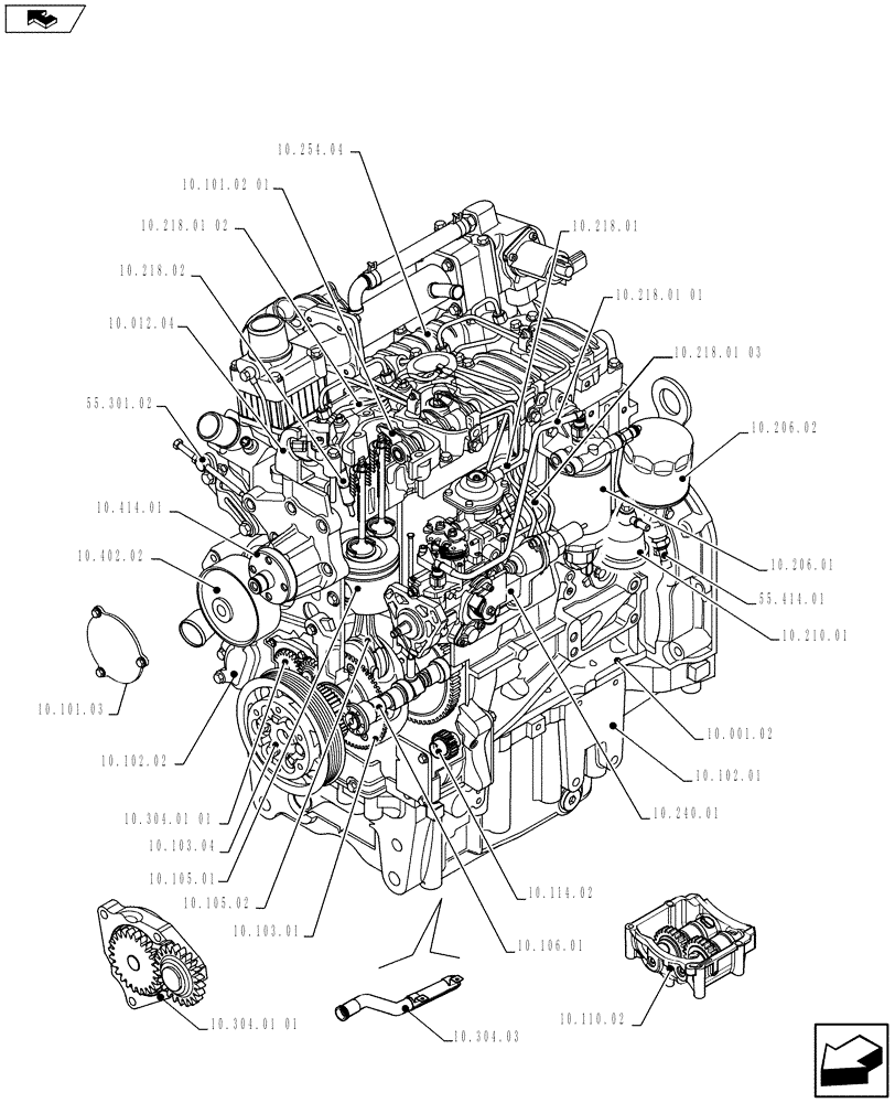 Схема запчастей Case IH F5AE5484C A002 - (10.000.01[01]) - PICTORIAL INDEX - ENGINE (10) - ENGINE