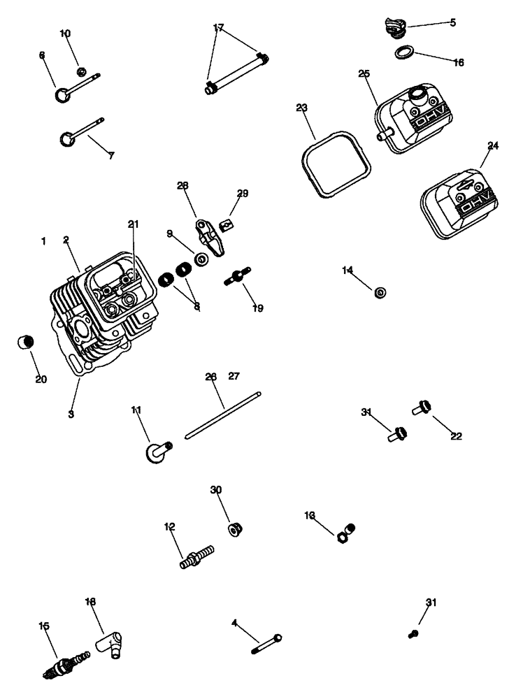 Схема запчастей Case IH SCOUT - (10.101.01) - CYLINDER HEAD AND VALVES (10) - ENGINE