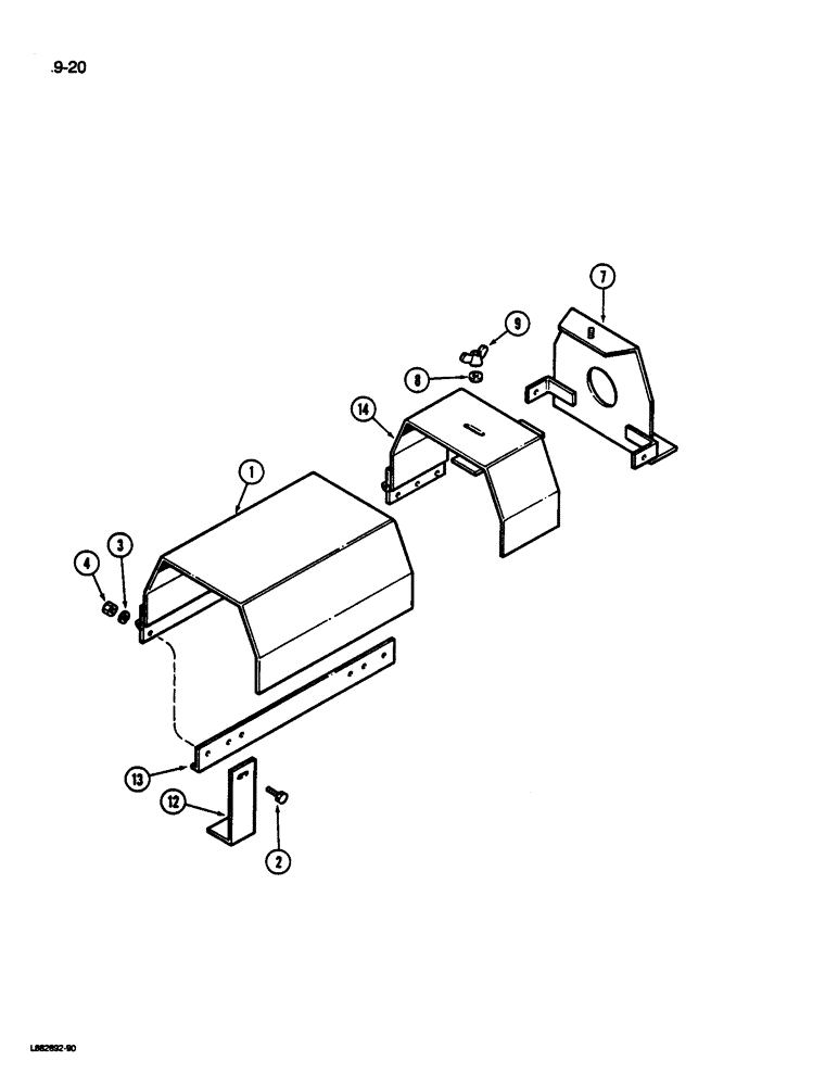 Схема запчастей Case IH 1844 - (9-020) - DRIVE LINE SHIELD, 1822 P.I.N. 1501 AND AFTER, 1844 P.I.N. 1001 AND AFTER (13) - PICKING SYSTEM