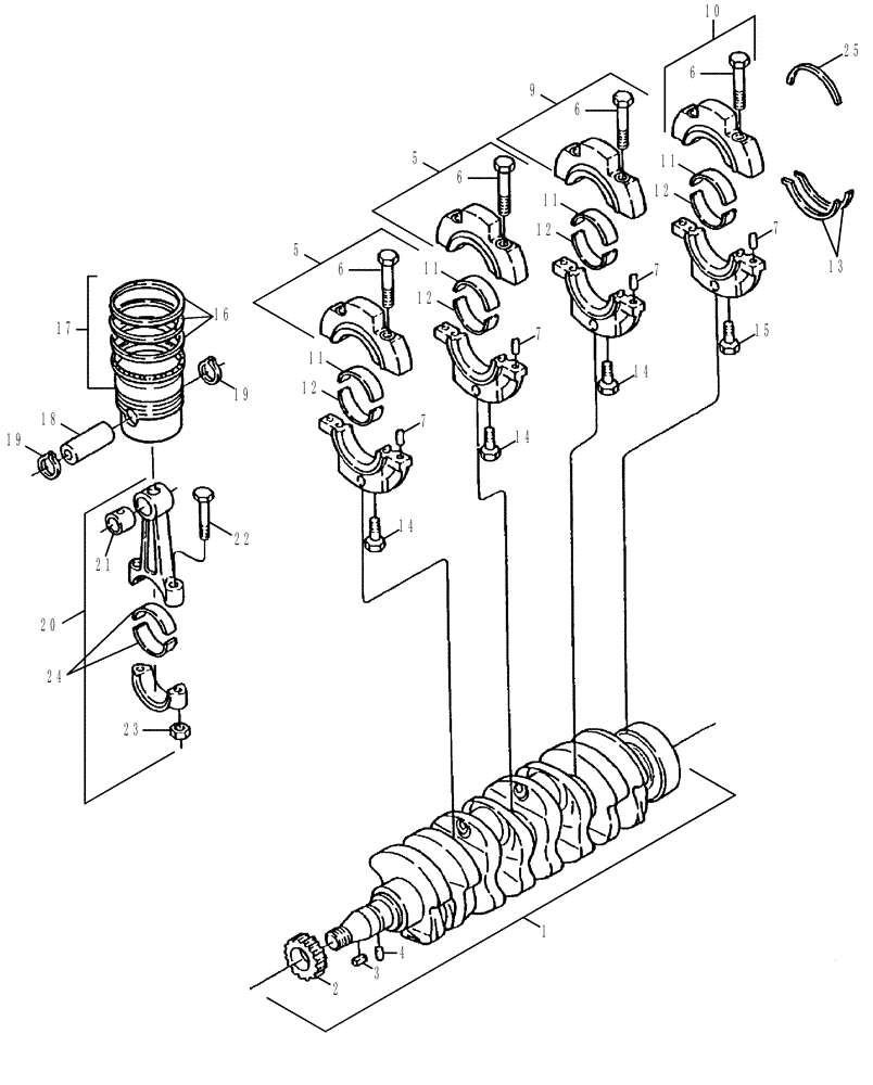 Схема запчастей Case IH SR175 - (10.103.01) - CRANKSHAFT & PISTONS (10) - ENGINE