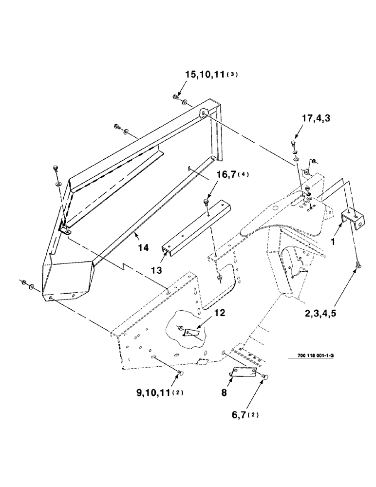 Схема запчастей Case IH 8340 - (7-16) - HEADER SHIELDS ASSEMBLY, RIGHT (58) - ATTACHMENTS/HEADERS