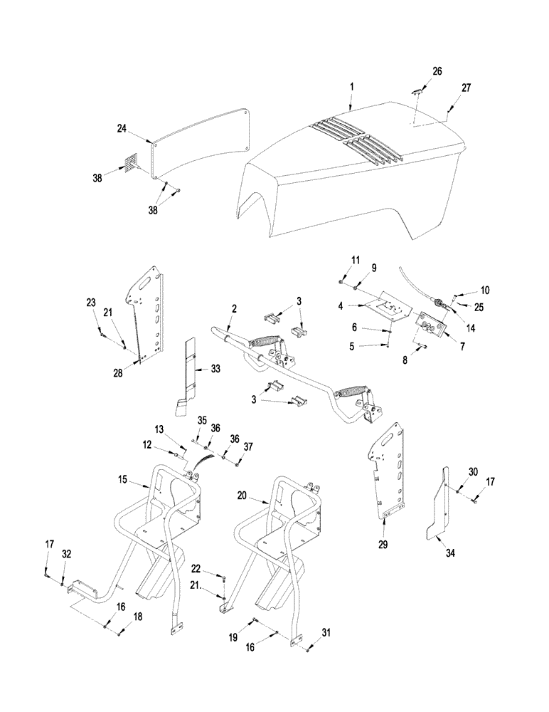 Схема запчастей Case IH STEIGER 330 - (09-34) - HOOD AND SUPPORT (09) - CHASSIS
