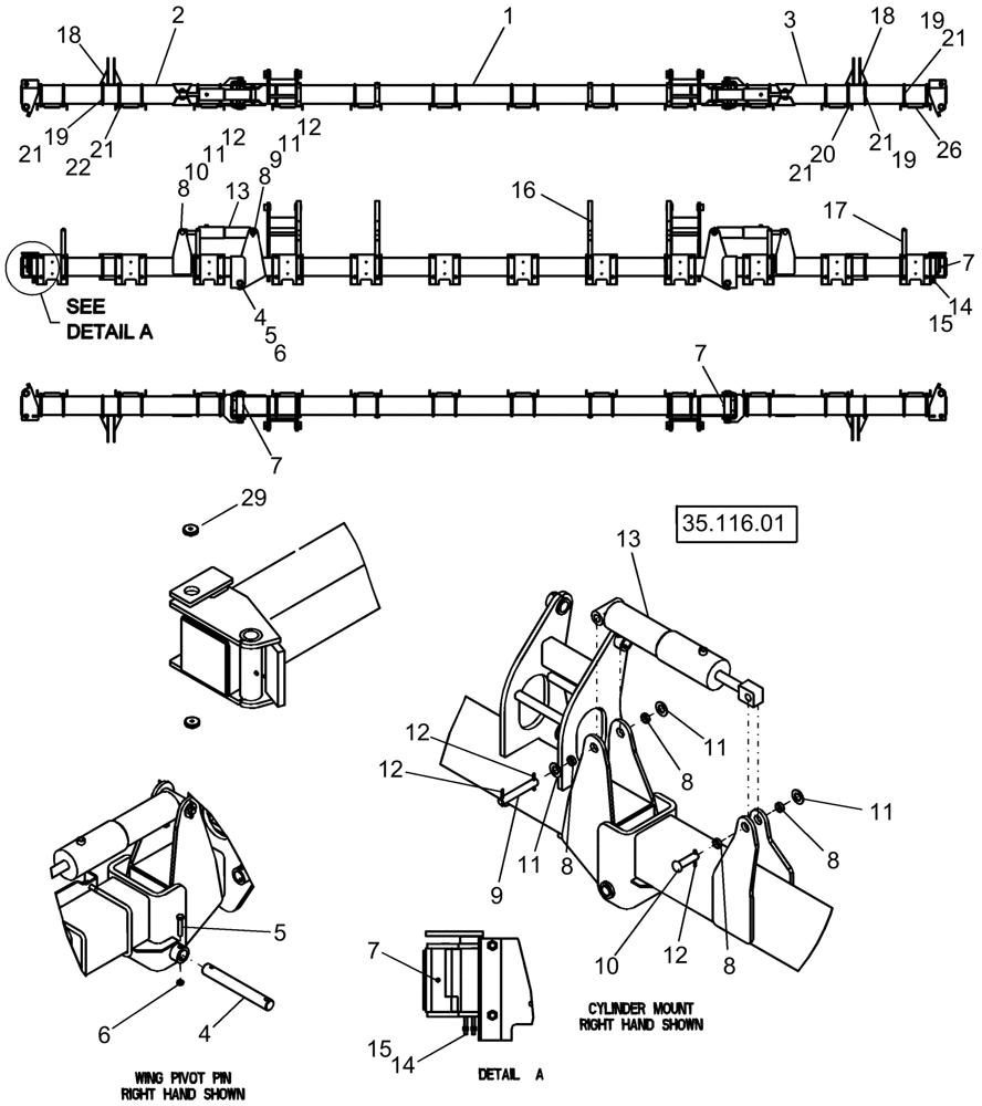 Схема запчастей Case IH 1240 - (39.100.05) - FRAME - TOOLBAR 12 ROW (39) - FRAMES AND BALLASTING