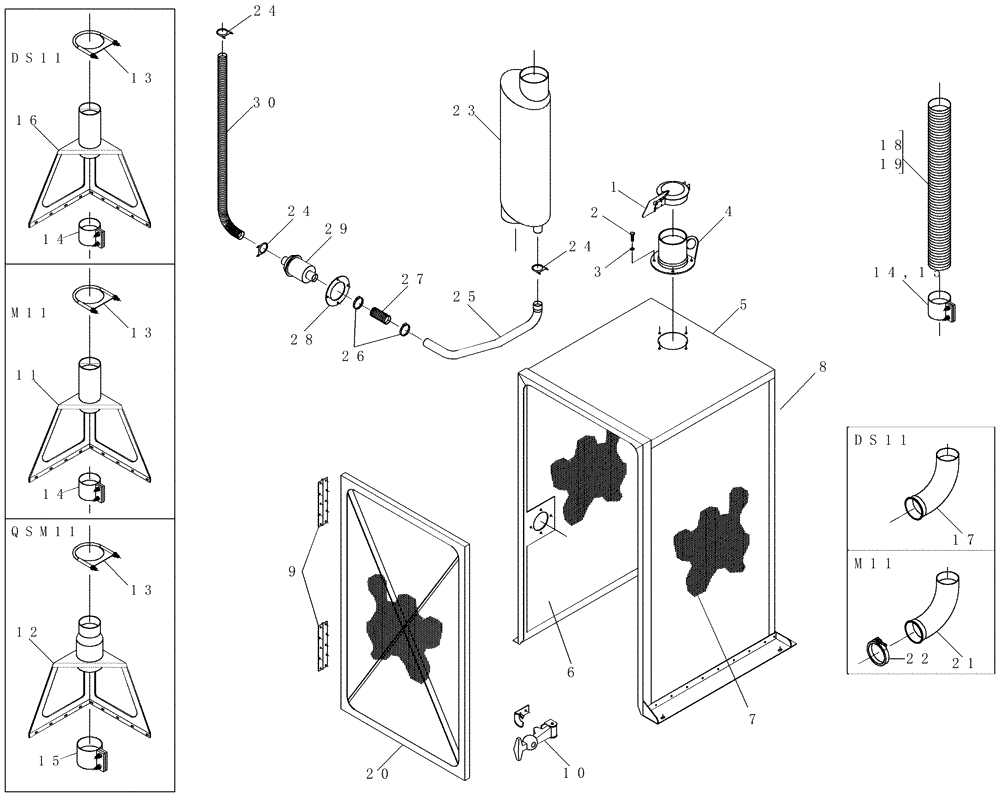 Схема запчастей Case IH 7700 - (C03.05[01]) - Air Inlet Screen and Exhaust (10) - ENGINE