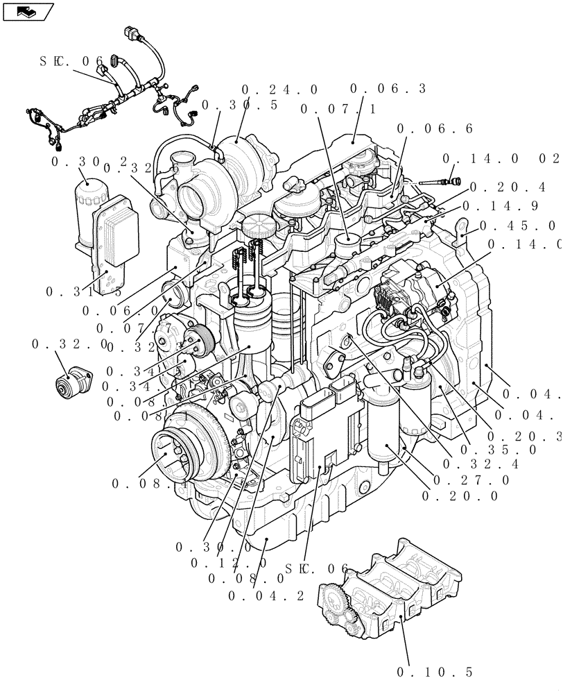 Схема запчастей Case IH MAXXUM 130 - (SEC. 01[01]) - ENGINE (00) - GENERAL