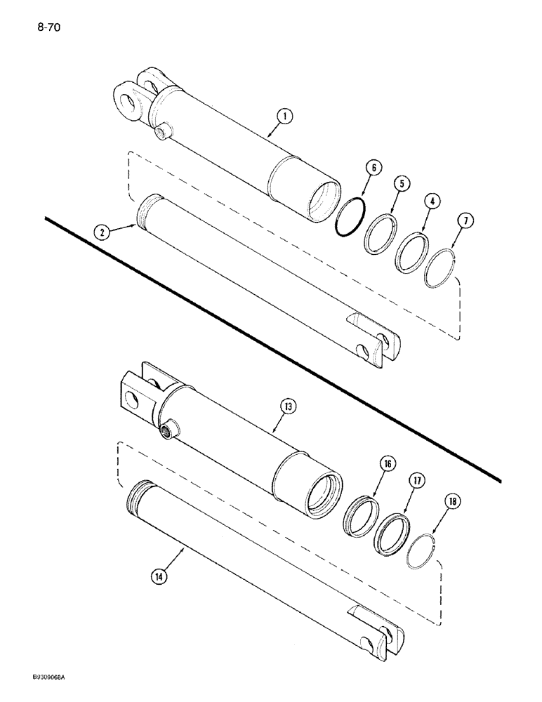 Схема запчастей Case IH 950 - (8-070) - HYD CYLS, 145622C91 & 841038C91, ROW MARKER, 6 ROW WIDE &8 ROW NARROW,RIGID, ALL VERTICAL&FRONT FOLD (08) - HYDRAULICS