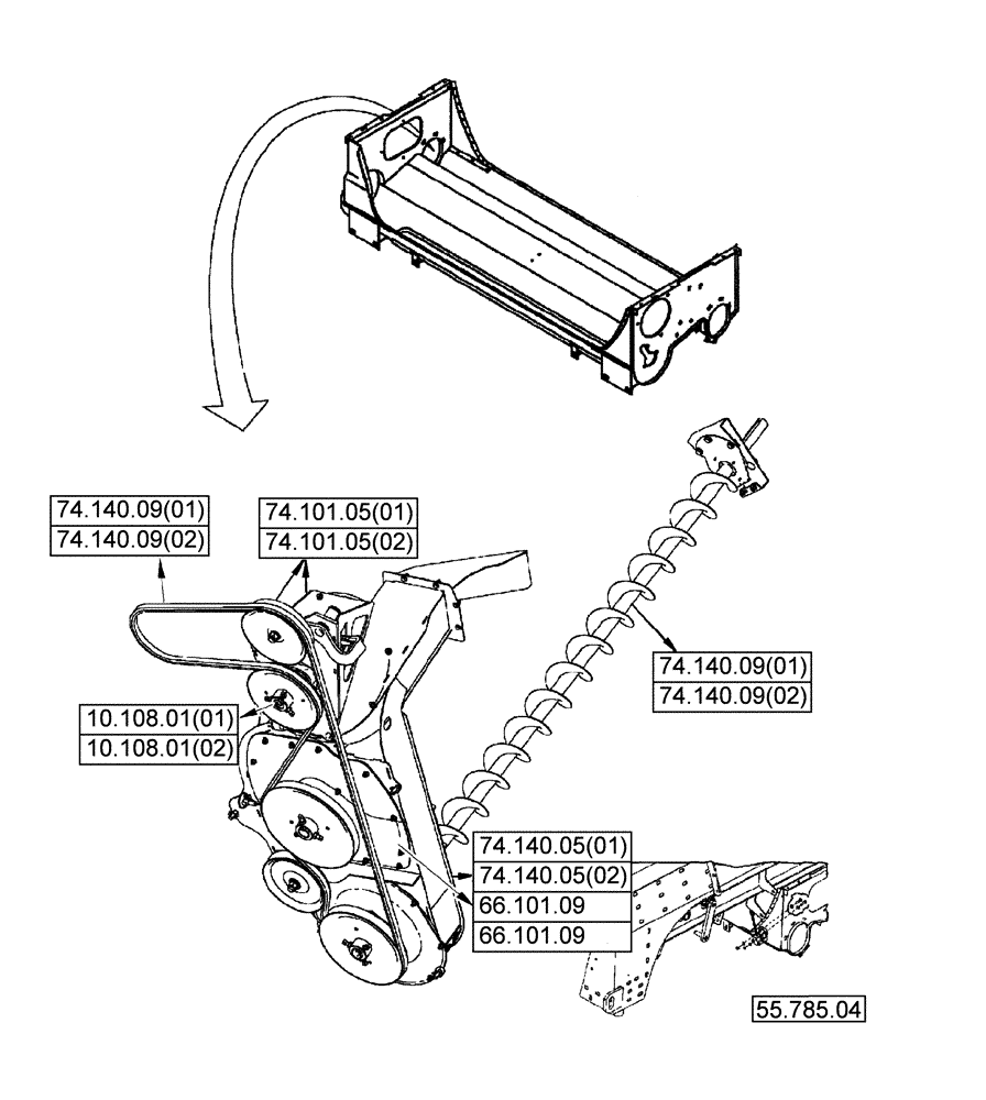 Схема запчастей Case IH 8010 - (00.000.74[02]) - PICTORIAL INDEX - TAILINGS PROCESSOR (00) - GENERAL & PICTORIAL INDEX