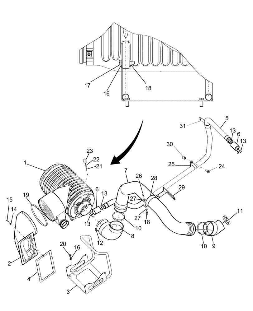 Схема запчастей Case IH AFX8010 - (B.30.A[1]) - AIR INTAKE - ENGINE B - Power Production
