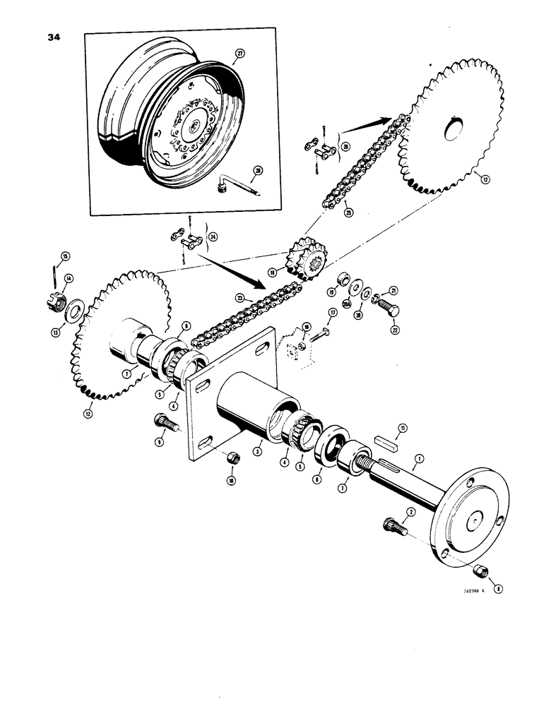 Схема запчастей Case IH 1816 - (34) - AXLES AND DRIVE CHAINS (14) - MAIN GEARBOX & DRIVE
