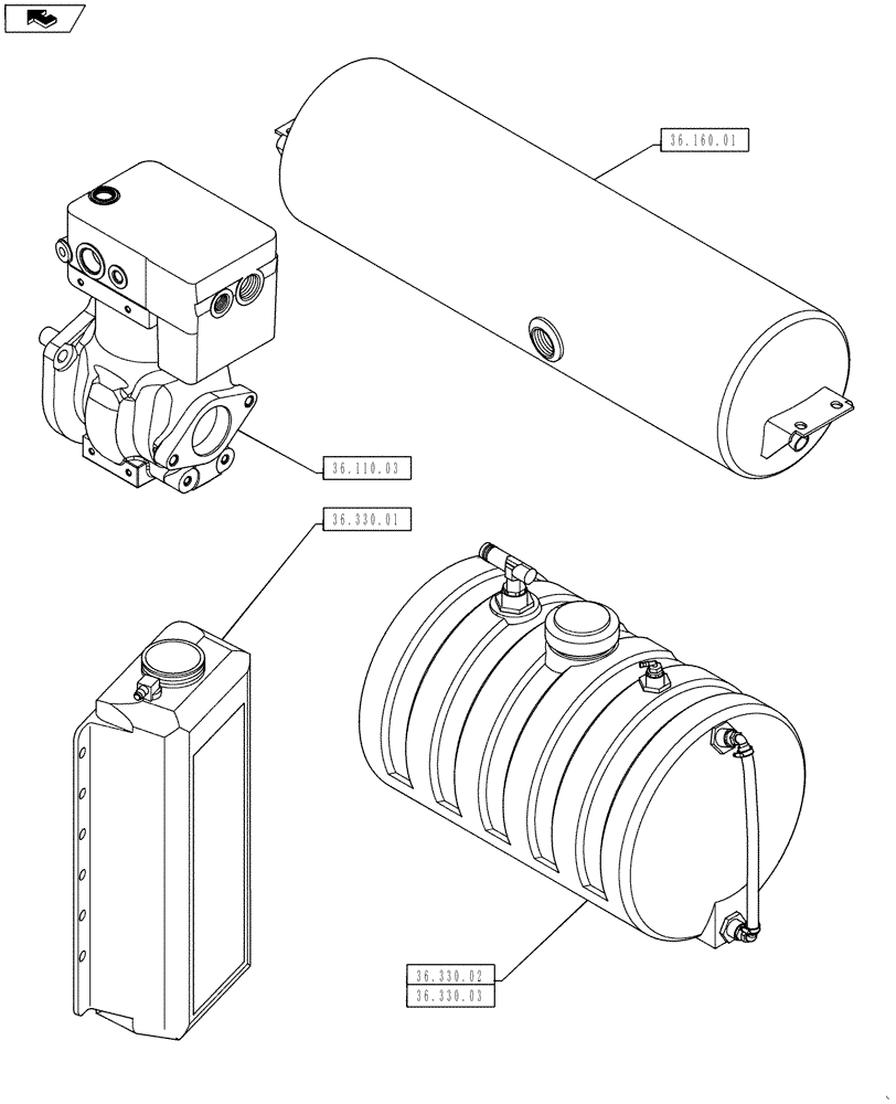 Схема запчастей Case IH 4430 - (00.000.36[01]) - PICTORIAL INDEX - PNEUMATIC SYSTEMS (00) - GENERAL & PICTORIAL INDEX