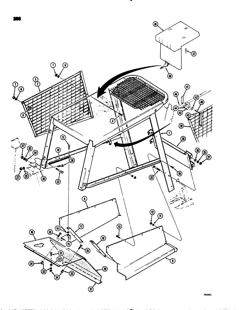 Схема запчастей Case IH 1845S - (268) - ROLL-OVER PROTECTION STRUCTURE, LATE PRODUCTION - SEE ITEMS 15,19 & 20 FOR IDENTIFICATION (90) - PLATFORM, CAB, BODYWORK AND DECALS