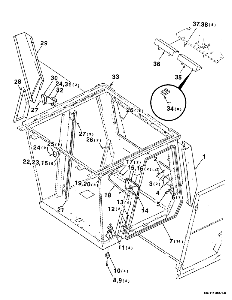 Схема запчастей Case IH 8825HP - (07-04) - CAB FRAME ASSEMBLY (09) - CHASSIS
