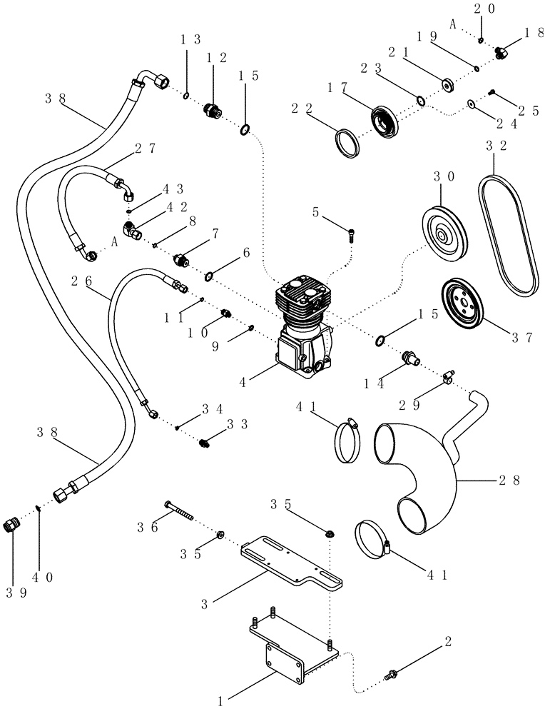 Схема запчастей Case IH MX210 - (07-12) - TRAILER BRAKES - PNEUMATIC, AIR COMPRESSOR MOUNTING AND DRIVE (07) - BRAKES