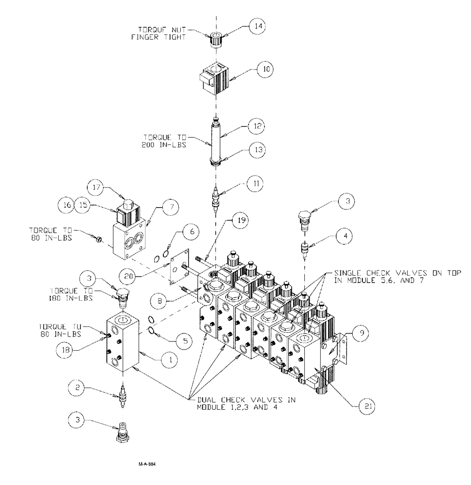 Схема запчастей Case IH SPX3150 - (142) - HYDRAULIC PLUMBING, 7 BANK DIRECTIONAL VALVE (35) - HYDRAULIC SYSTEMS