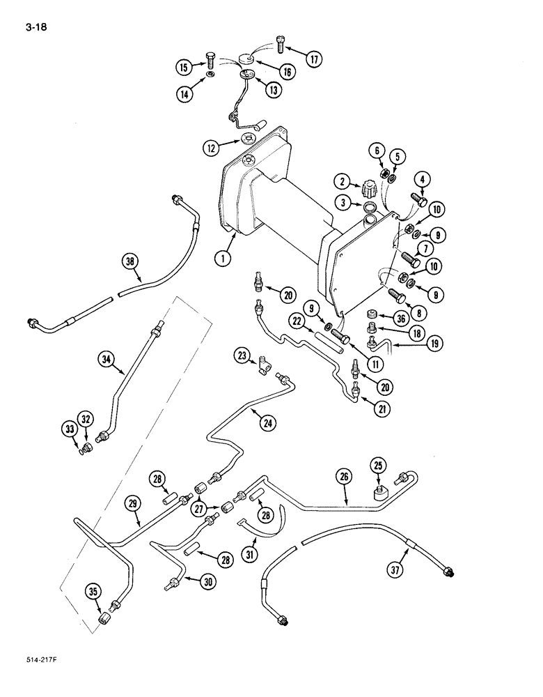 Схема запчастей Case IH 895 - (3-18) - FUEL TANK AND FUEL LINES, TRACTOR WITHOUT CAB (03) - FUEL SYSTEM
