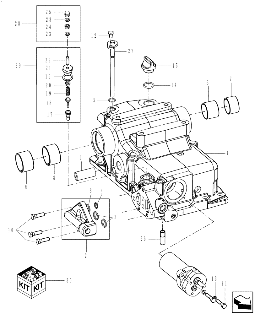 Схема запчастей Case IH FARMALL 40B CVT - (21.504.AK[07]) - LIFT HOUSING ASSEMBLY (21) - TRANSMISSION