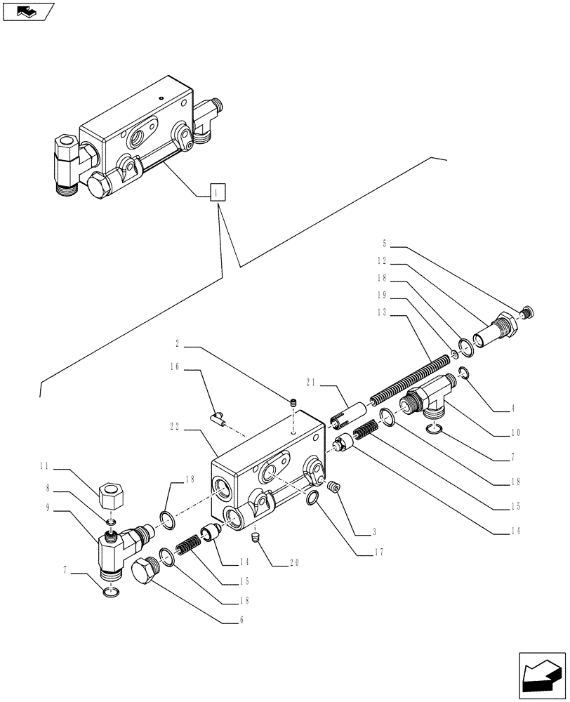 Схема запчастей Case IH FARMALL 65C - (21.134.0201[04]) - PRESSURE CONTROL VALVE - BREAKDOWN (VAR.334068-332069 / 743557) (21) - TRANSMISSION