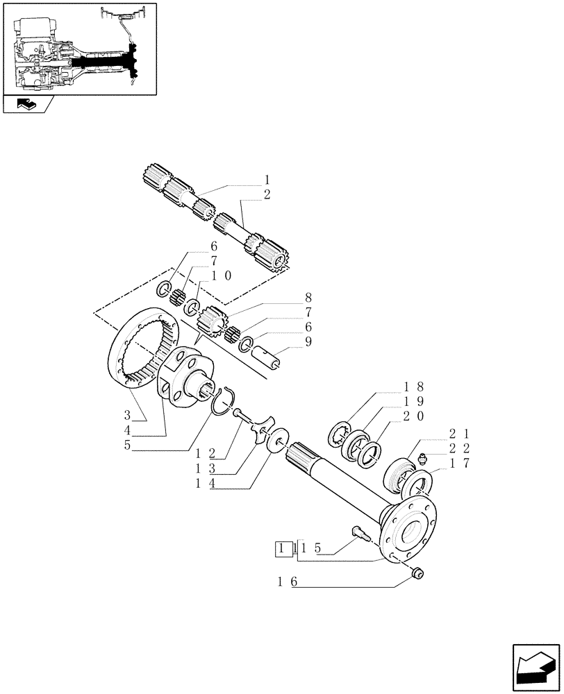 Схема запчастей Case IH PUMA 140 - (1.48.1) - FINAL DRIVE, GEARS AND SHAFTS (05) - REAR AXLE
