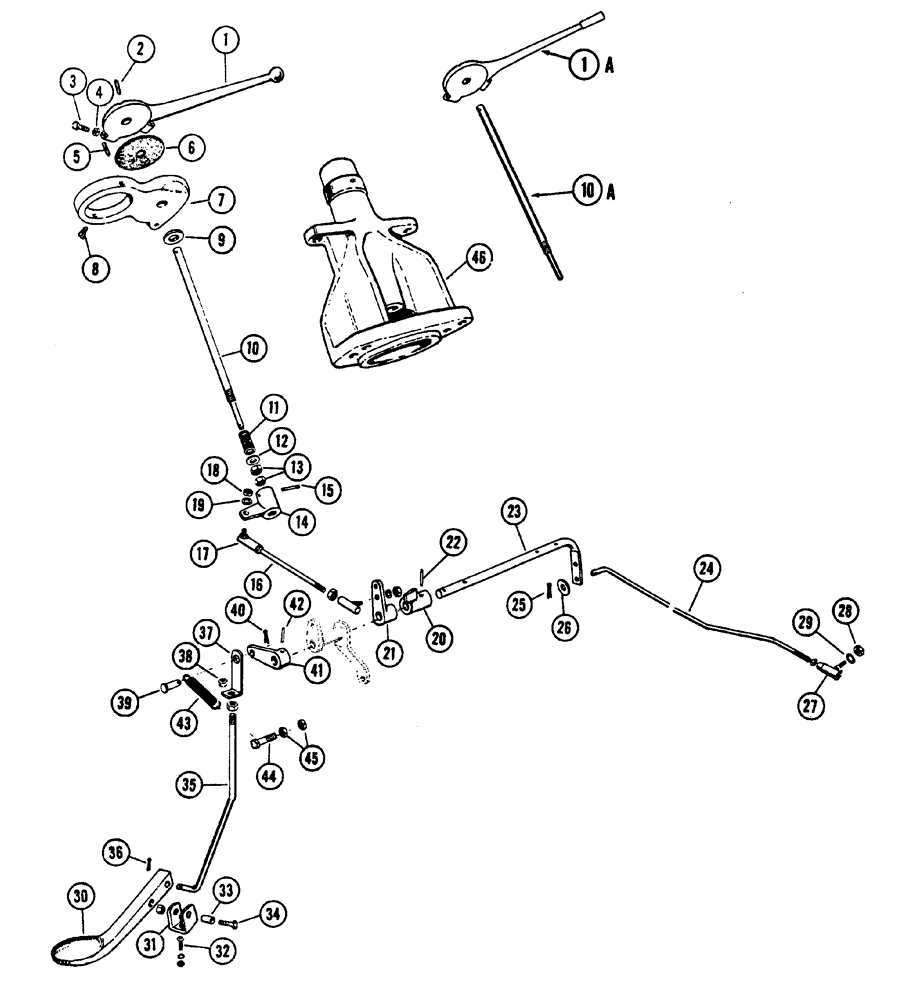 Схема запчастей Case IH 630 - (043) - THROTTLE CONTROL LINKAGE - TRACTOR #8218458 AND AFTER (03) - FUEL SYSTEM