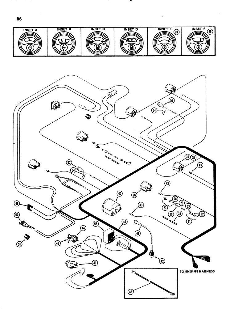Схема запчастей Case IH 1070 - (0086) - INSTRUMENTS AND WIRING (04) - ELECTRICAL SYSTEMS