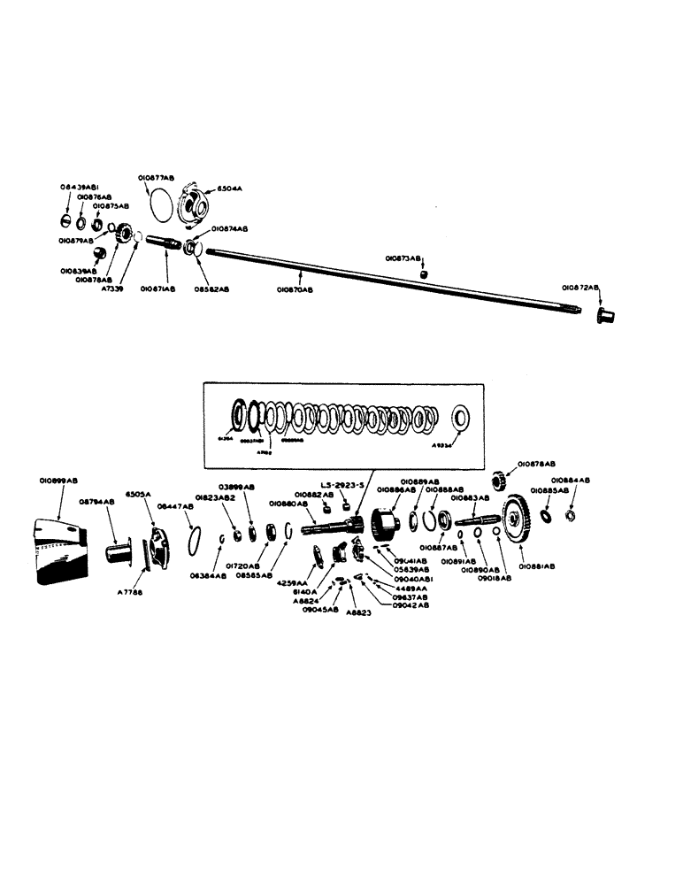 Схема запчастей Case IH 400-SERIES - (198) - PTO AND HYDRAULIC DRIVE UPPER MAIN SHAFT (08) - HYDRAULICS