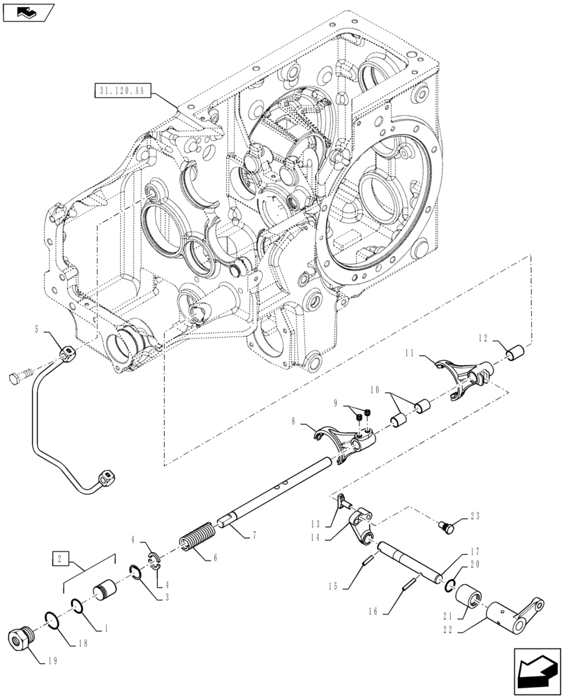 Схема запчастей Case IH FARMALL 50B - (23.304.AJ[03]) - FWD/MID PTO ENGAGEMENT (23) - FOUR WHEEL DRIVE SYSTEM