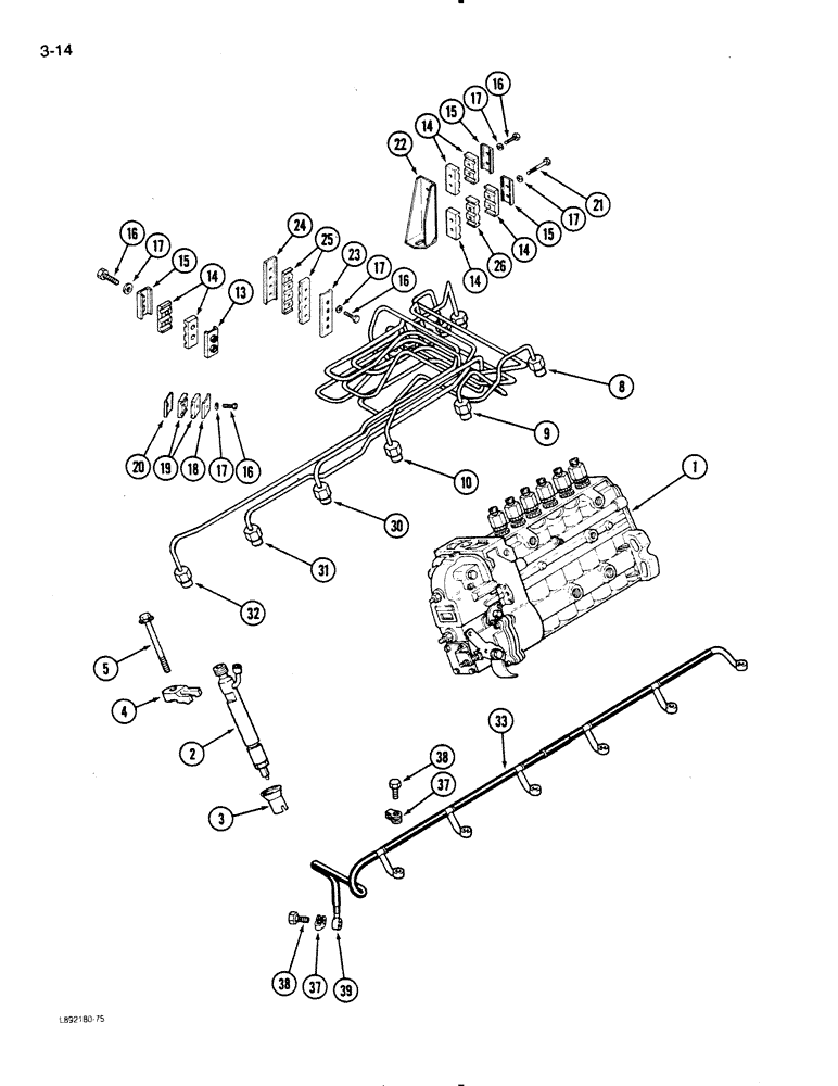 Схема запчастей Case IH 9130 - (3-14) - FUEL INJECTION SYSTEM, 6TA-830 ENGINE (03) - FUEL SYSTEM