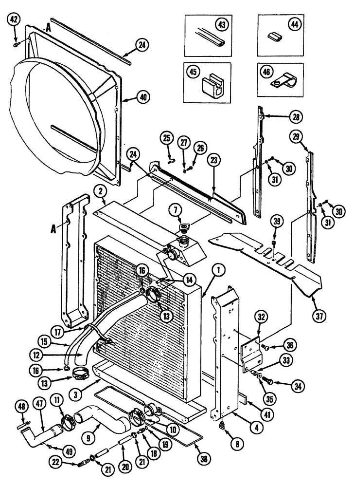 Схема запчастей Case IH 7250 - (2-004) - RADIATOR AND ATTACHING PARTS, TRACTOR P.I.N. JJA0064978 AND AFTER (02) - ENGINE