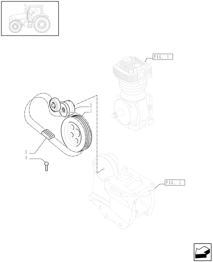 Схема запчастей Case IH PUMA 210 - (1.68.6[02]) - (VAR.178-385) TRAILER AIR BRAKE - PULLEYS AND BELT (05) - REAR AXLE