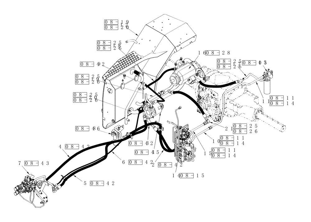 Схема запчастей Case IH STEIGER 485 - (01A-23) - HYDRAULICS - TWIN FLOW HYDRAULIC CIRCUITRY (00) - PICTORIAL INDEX