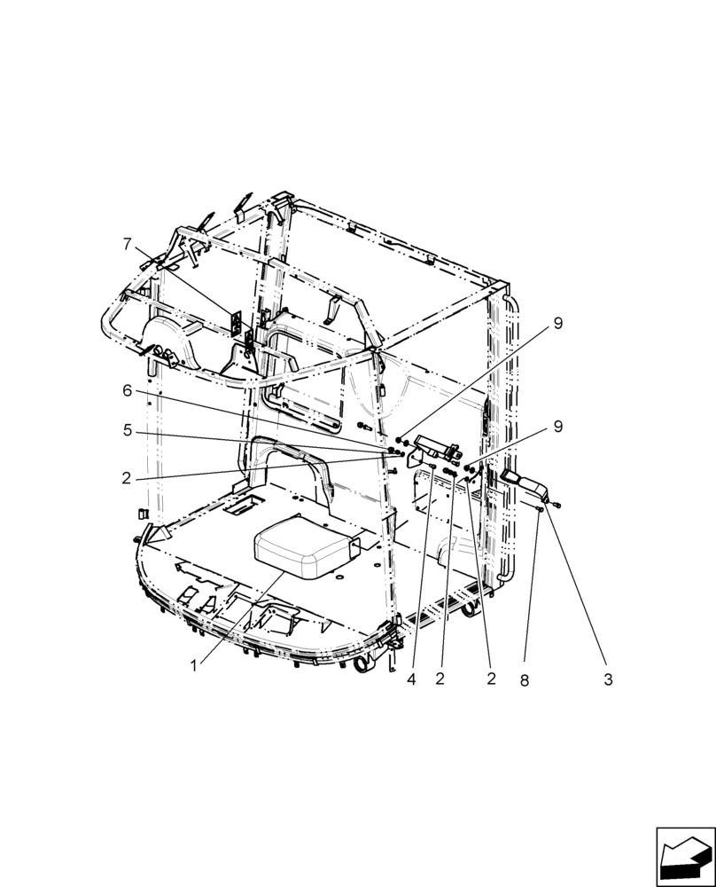Схема запчастей Case IH A8800 - (90.151.AC[02]) - INSTRUCTOR SEAT - MY2012 (90) - PLATFORM, CAB, BODYWORK AND DECALS