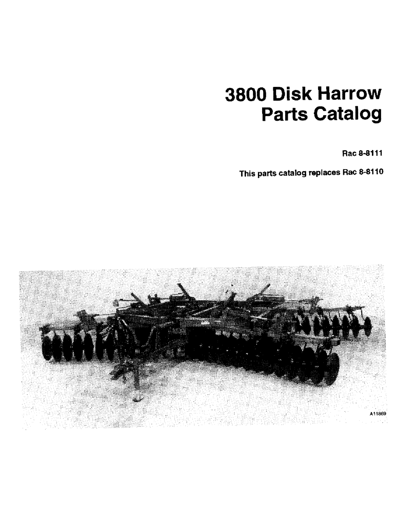 Схема запчастей Case IH 3800 - (1-1) - 3800 DISK HARROW PARTS CATALOG (00) - PICTORIAL INDEX