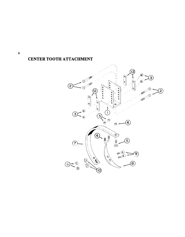 Схема запчастей Case IH K23 - (08) - CENTER TOOTH ATTACHMENT 