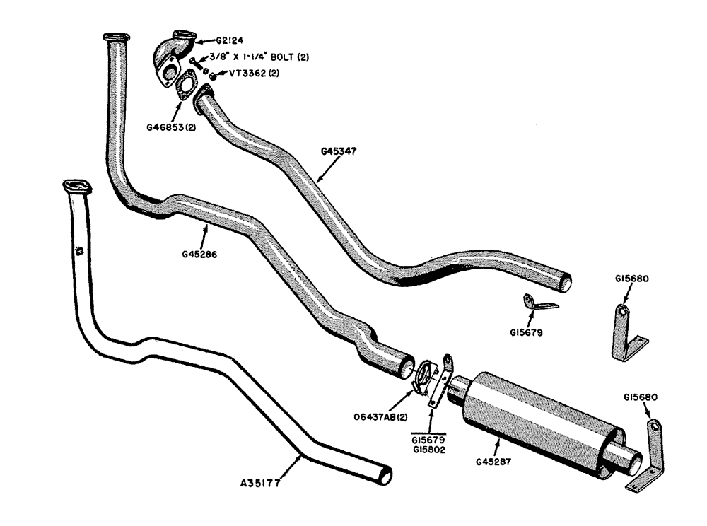 Схема запчастей Case IH 630 - (010) - UNDERNEATH MUFFLER (02) - ENGINE