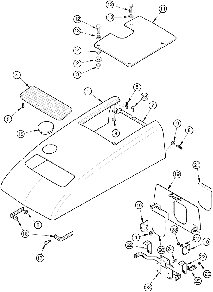 Схема запчастей Case IH CX90 - (09-08) - HOODSHEET (09) - CHASSIS/ATTACHMENTS