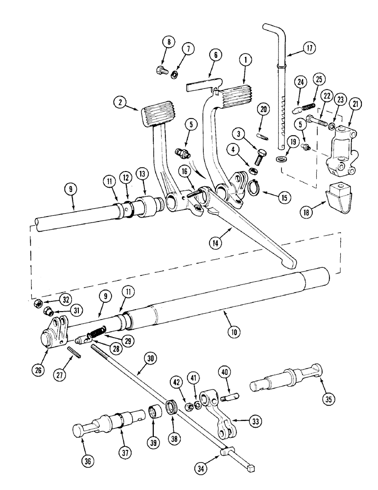 Схема запчастей Case IH 1394 - (7-280) - MECHANICAL BRAKING SYSTEM, TRACTORS WITHOUT CAB (07) - BRAKES
