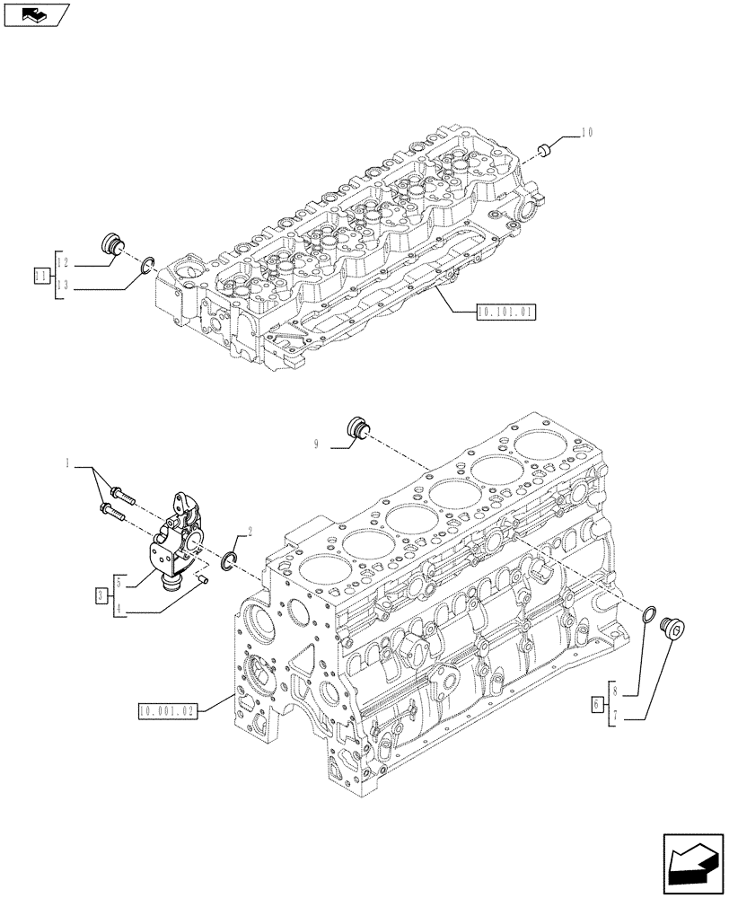 Схема запчастей Case IH P240 - (10.402.01[01]) - PIPING - ENGINE COOLING SYSTEM (504199747 - 504062631 - 504259533) (Jun 7 2011 2:03PM) (10) - ENGINE