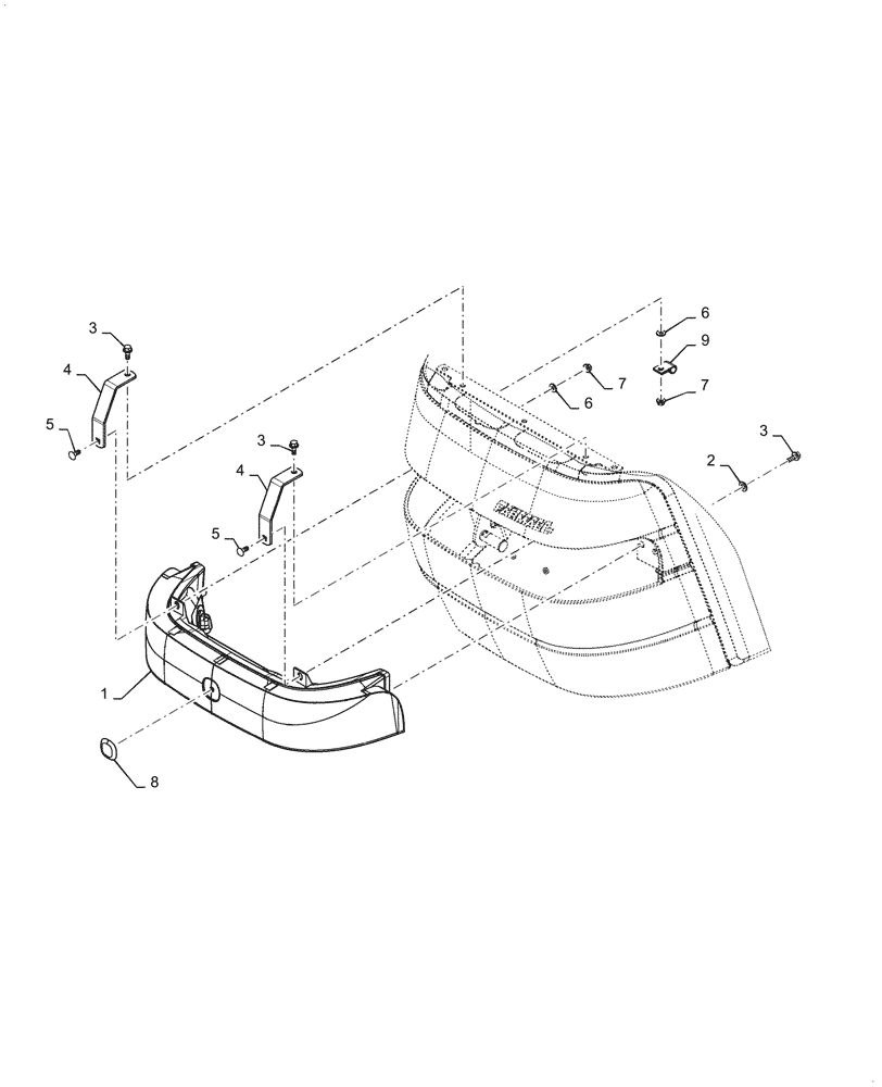Схема запчастей Case IH FARMALL 45C - (55.404.AQ[03]) - HOOD HEADLAMPS & HARDWARE (55) - ELECTRICAL SYSTEMS