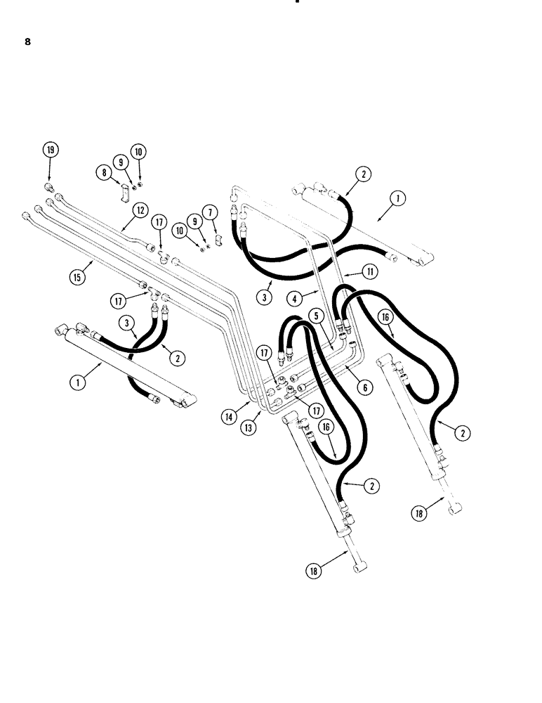 Схема запчастей Case IH 56L - (08) - HYDRAULIC TUBES AND HOSE ASSEMBLY (35) - HYDRAULIC SYSTEMS