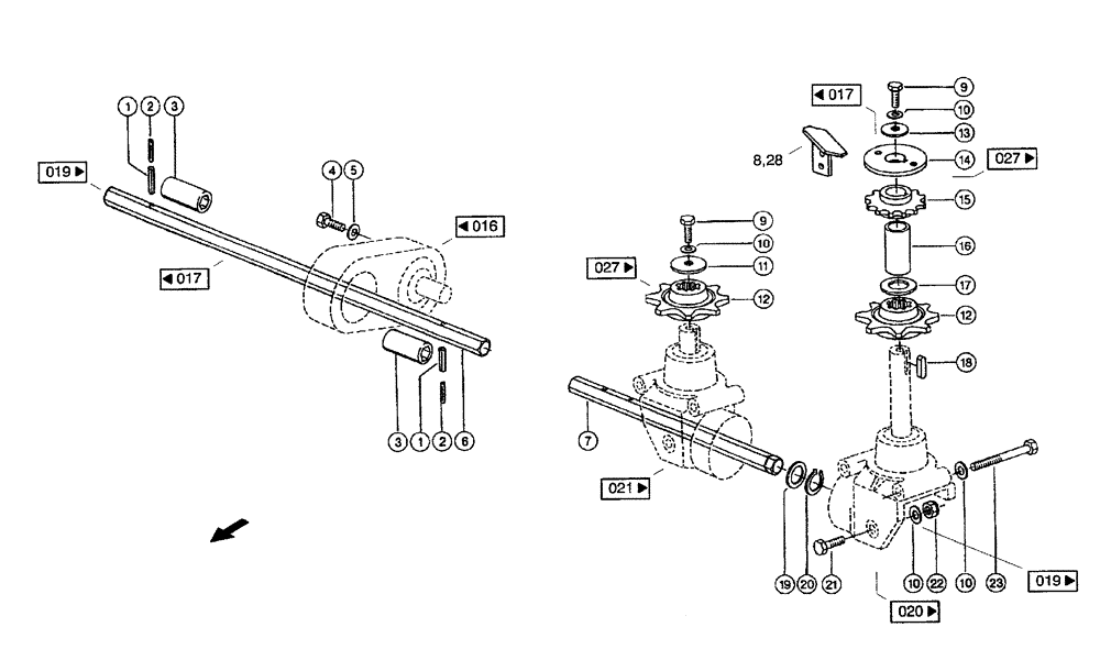Схема запчастей Case IH 684 - (0018) - DRIVE, GATHERING CHAINS (58) - ATTACHMENTS/HEADERS