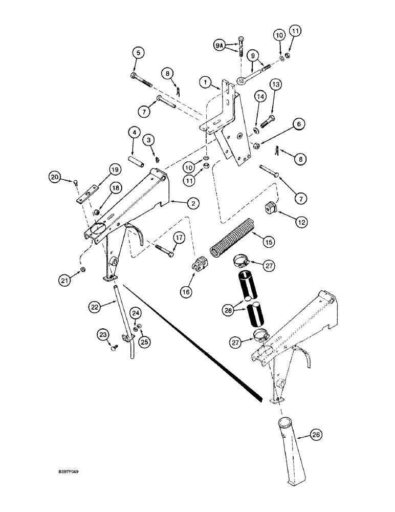 Схема запчастей Case IH 6100 - (9-40) - DOUBLE DISC OPENERS, SUPPORTS AND TUBES, LIQUID & DRY FERTILIZER (09) - CHASSIS/ATTACHMENTS