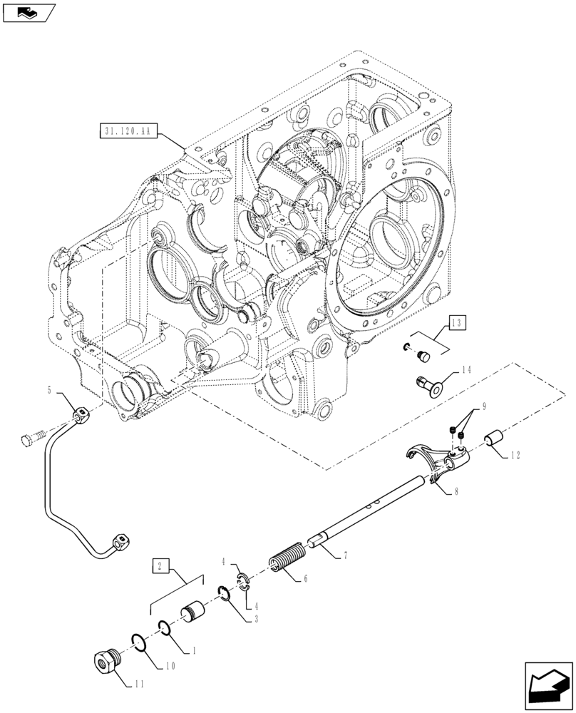 Схема запчастей Case IH FARMALL 45B CVT - (23.304.AJ[04]) - FWD ENGAGEMENT W/O MID PTO (23) - FOUR WHEEL DRIVE SYSTEM