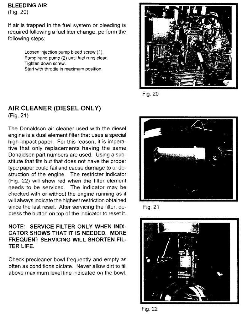 Схема запчастей Case IH 3400 - (B10) - BLEEDING AIR/AIR CLEANER (DIESEL ONLY) 