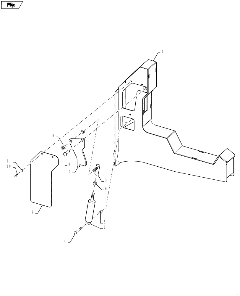 Схема запчастей Case IH 810 - (39.130.03) - RH BOOM CRADLE ASSEMBLY (39) - FRAMES AND BALLASTING