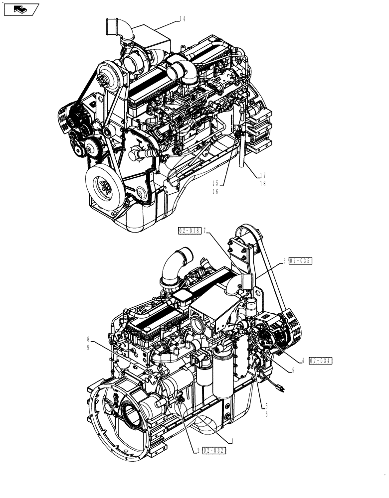 Схема запчастей Case IH TITAN 3520 - (02-002[02]) - ENGINE ASSEMBLY, TITAN 3520 SERIAL NUMBER YAT028759 AND AFTER (01) - ENGINE